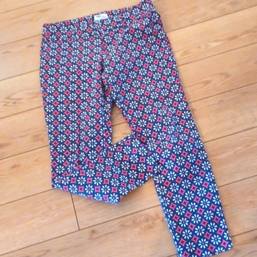 Old Navy Pants Sz 6 Slim Leg Paisley Multi-colors Ladies Cotton-blend Stretch